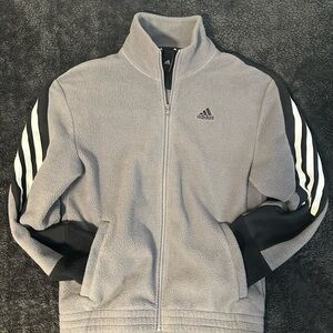 Adidas Gray and Black Fleece Jacket